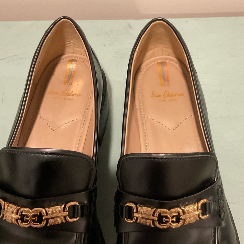 Sam Edelman New Platform Leather Loafers With Gold Details Size 10 - Picture 2 of 7